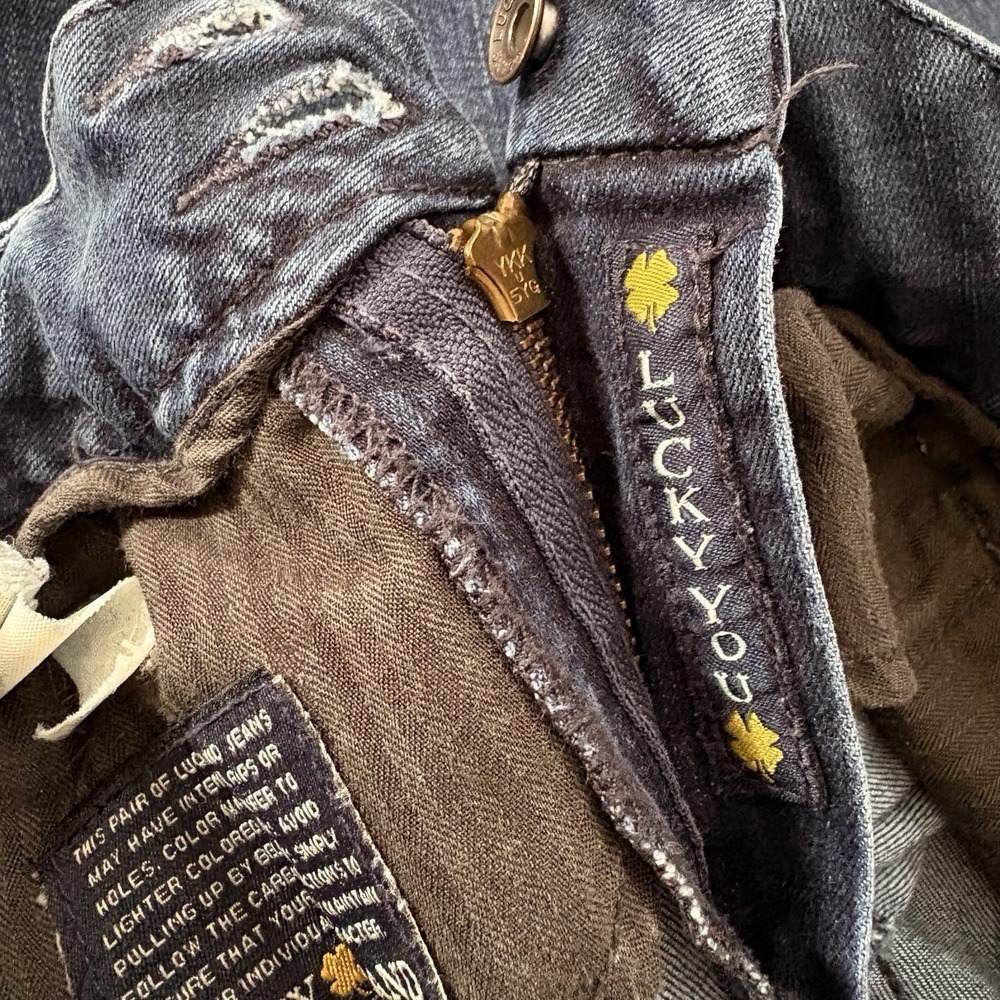 Lucky Brand Size 6 28 Dark Wash Flare Jeans Y2K Indie Sleek Boho Western Mid Ris - Picture 7 of 10